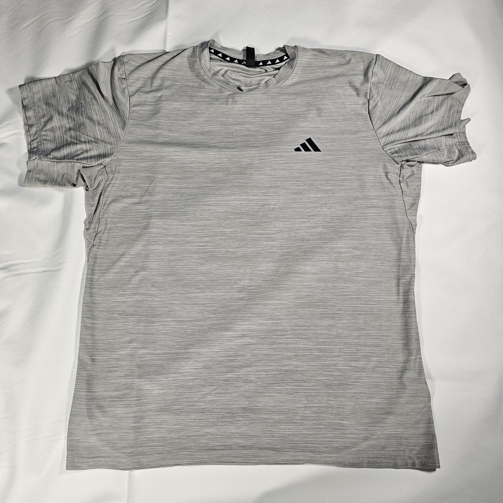 Adidas AeroReady Gray Athletic T‎ Shirt Mens Large Short Sleeve Logo